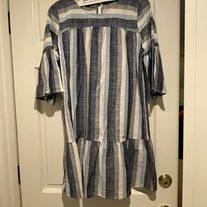 Striped Blue and White Dress